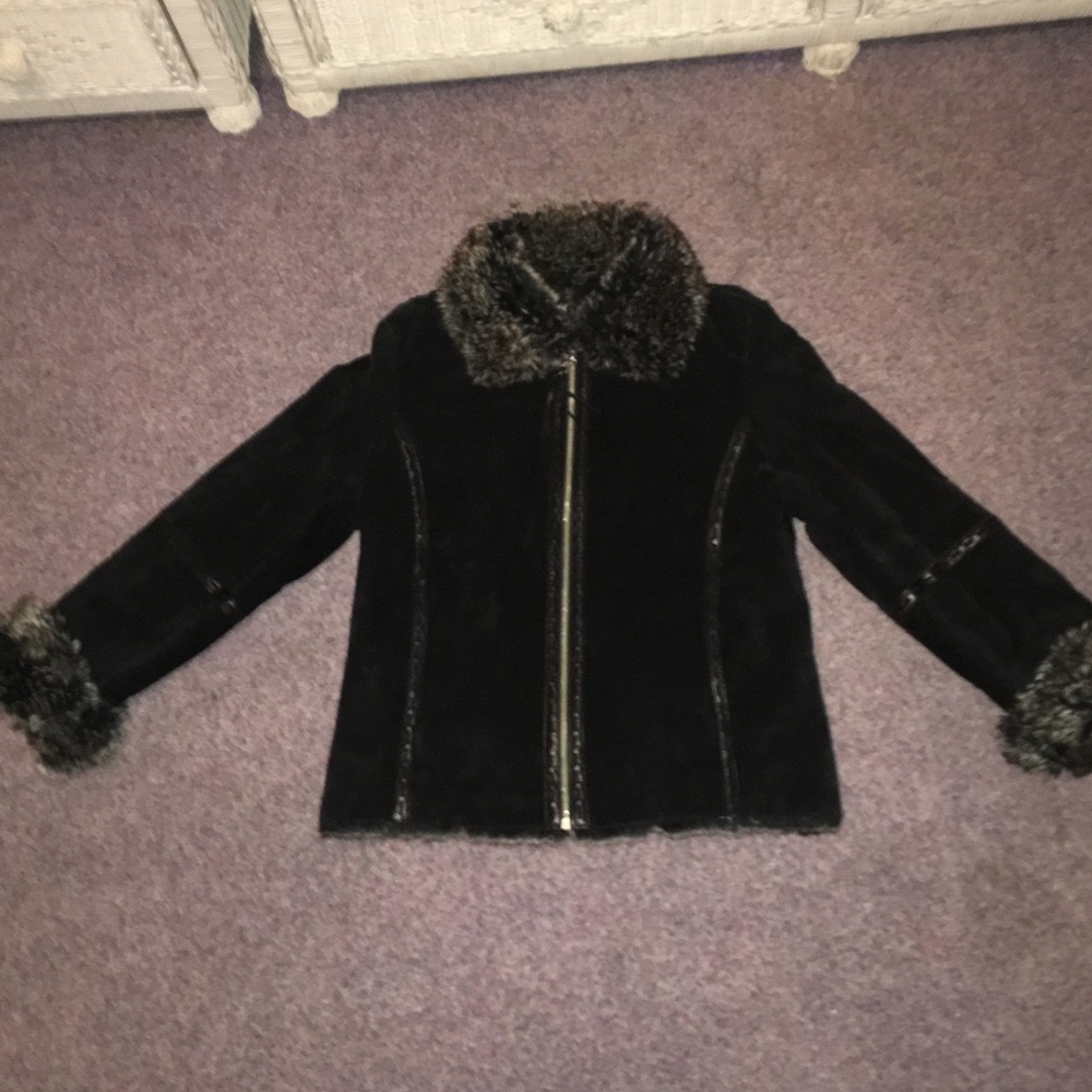 Beautiful Genuine Leather Suede Coat Faux Fur
